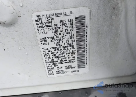 2017 Nissan Rogue Sv from USA, damaged, VIN JN8AT2MV7HW002824